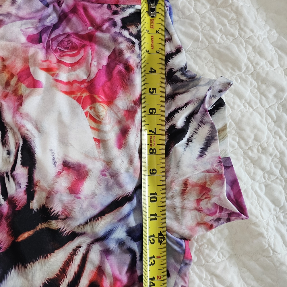 Boston Proper sz Large XL Vibrant Floral Zebra Knit Top - Picture 7 of 9
